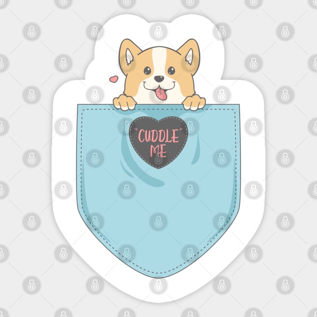 Cute corgi in pocket Sticker by sharukhdesign